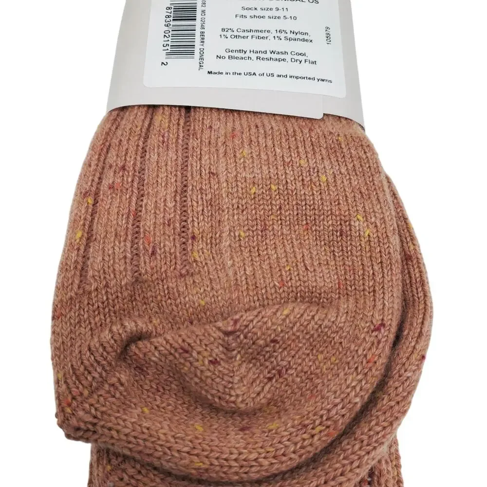 NEW Garnet Hill Ankle Socks 9-11 Berry Donegal 82% Cashmere Warm Cozy Holiday